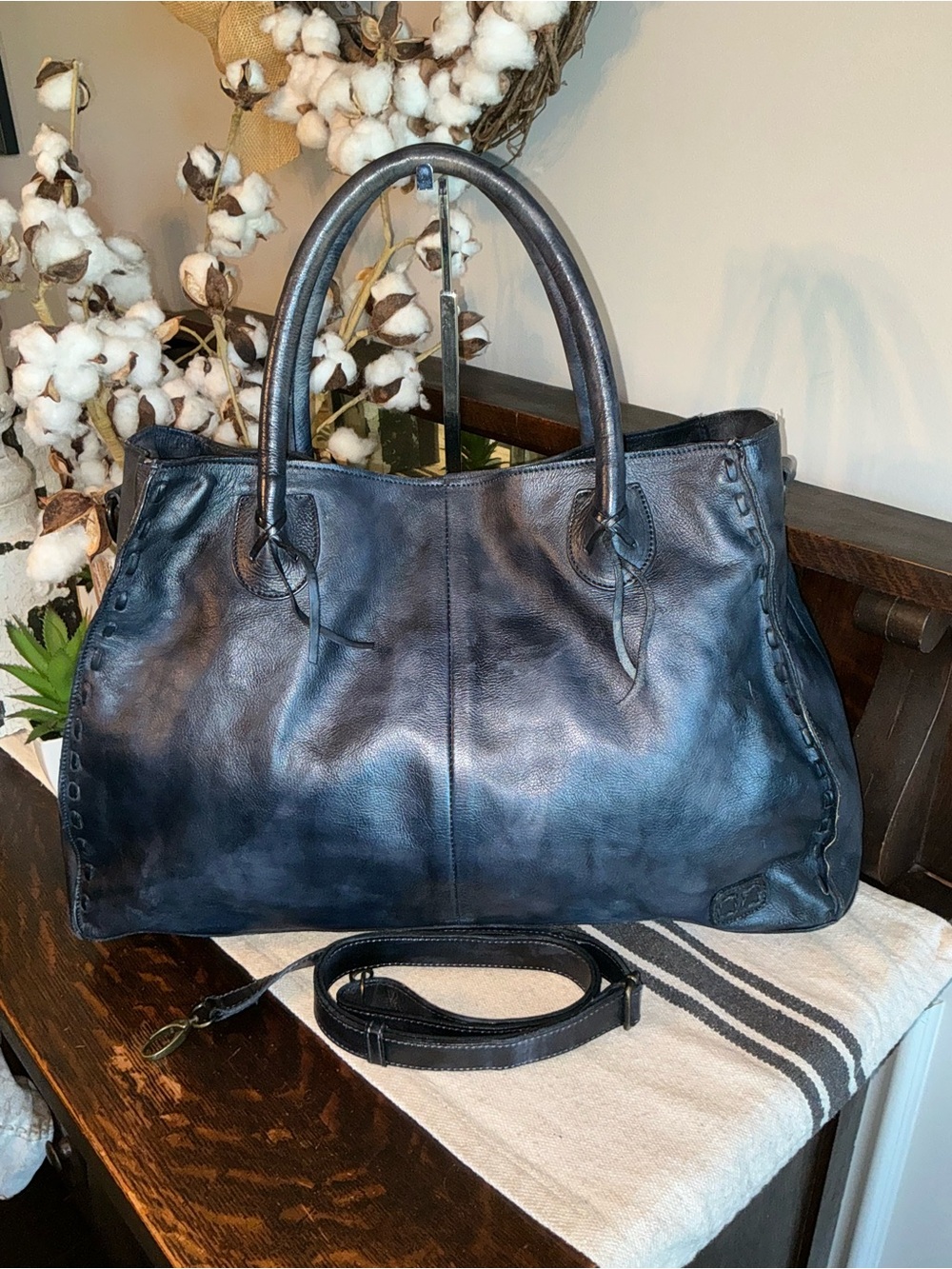 NWOT Bed Stu Rockaway Shoulder Bag Crossbody Tote Testa Di Moro Navy MSRP $345